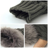 Fingerless Gloves Cute Faux Rabbit Fur Knitted Gloves for Winter