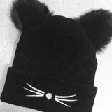 Kitten Woolen Knitting Beanie Devil Horns Cat Ear Crochet Braided for Winter